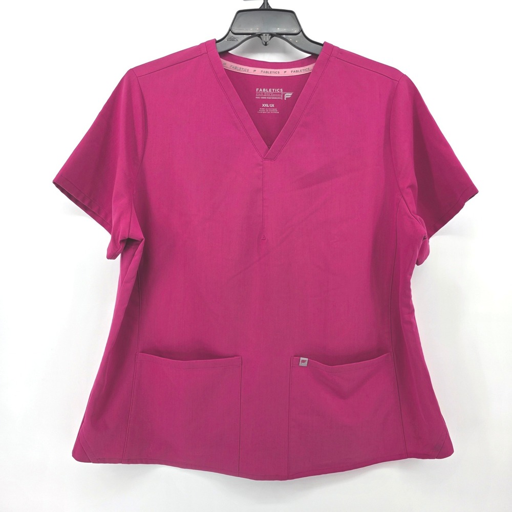 Fabletics Feel Good Performance Pink Medical Uniform Scrub Top Womens XXL